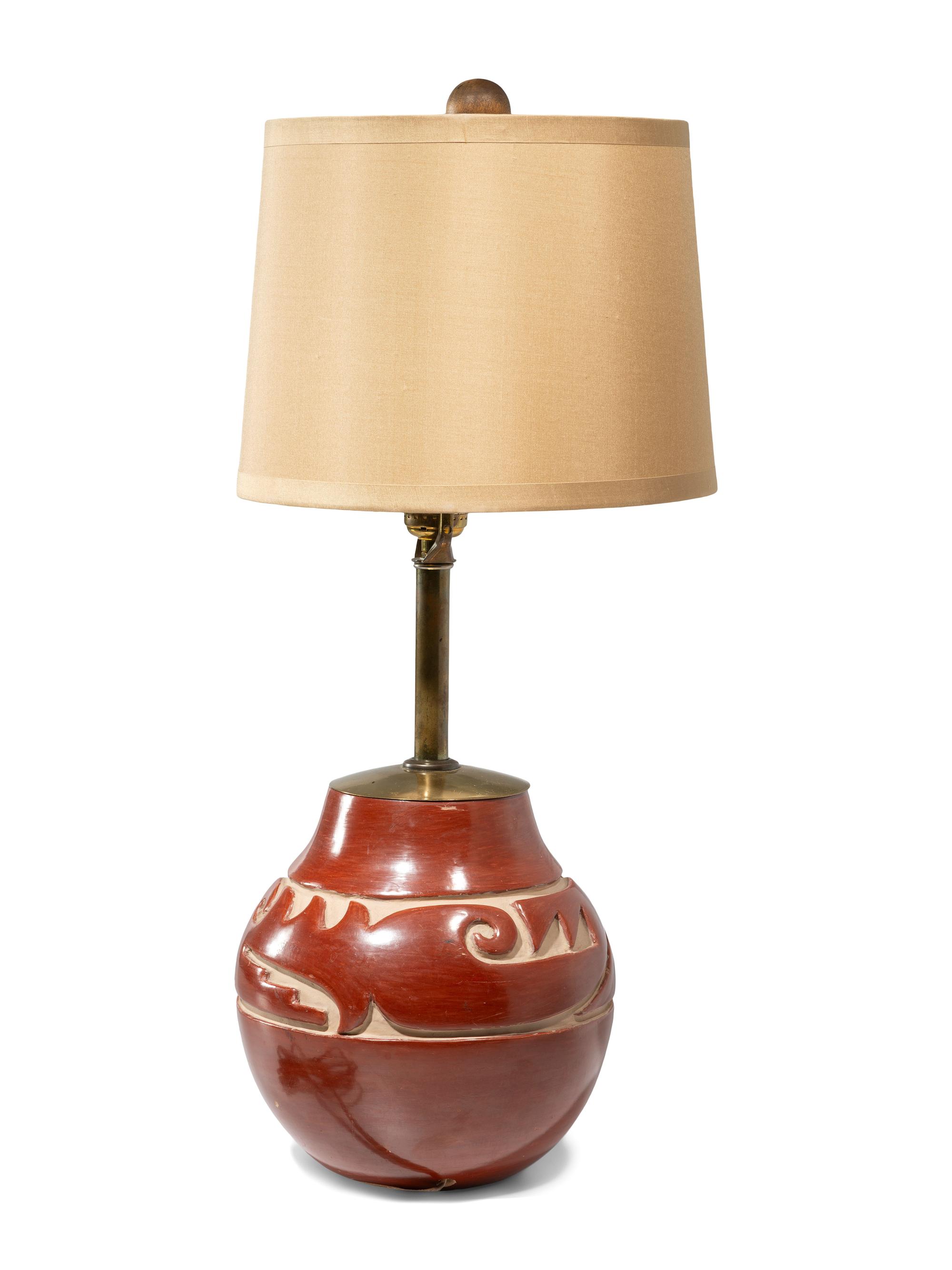 Santa Clara Redware Pottery Lamp