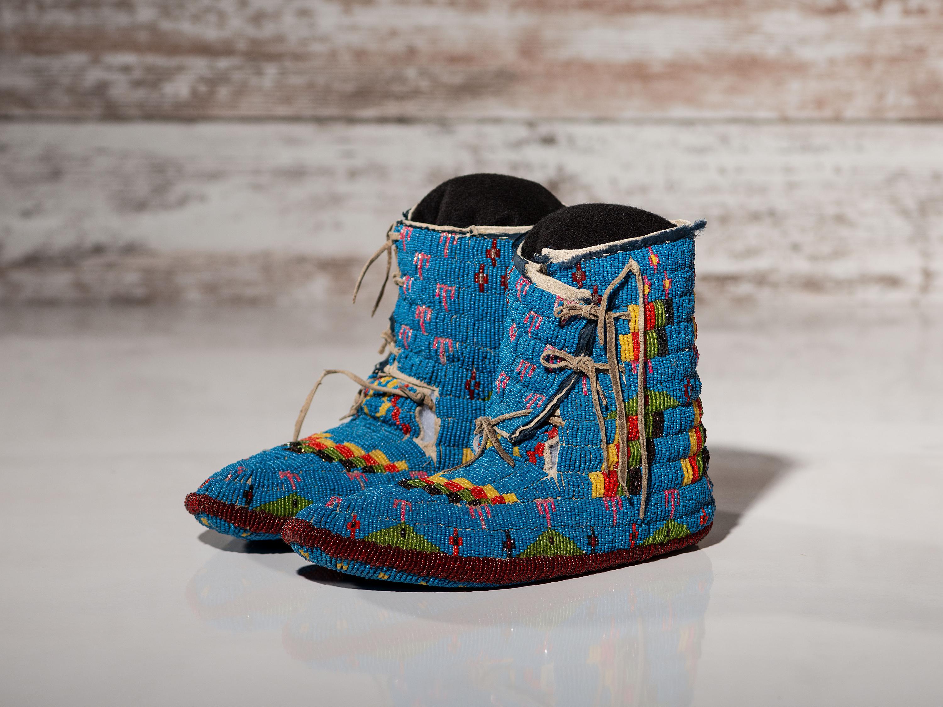 Sioux Fully Beaded Hightop Moccasins