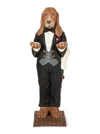 A Whimsical Painted Composition Figure of a Basset Hound Butler — 20th Century