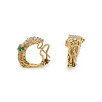 HAMMERMAN BROTHERS, EMERALD AND DIAMOND EARCLIPS
