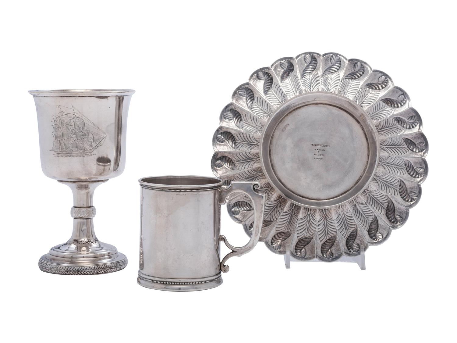 Three American Coin Silver Wares Including Two Military Presentation Cups