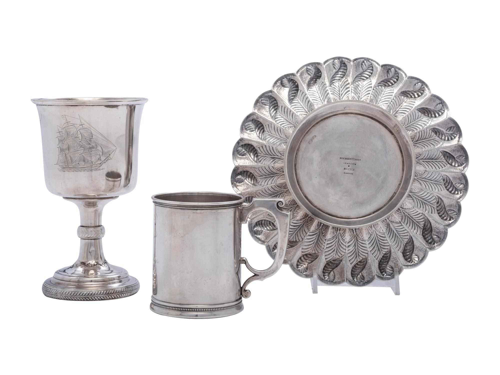 Three American Coin Silver Wares Including Two Military Presentation Cups