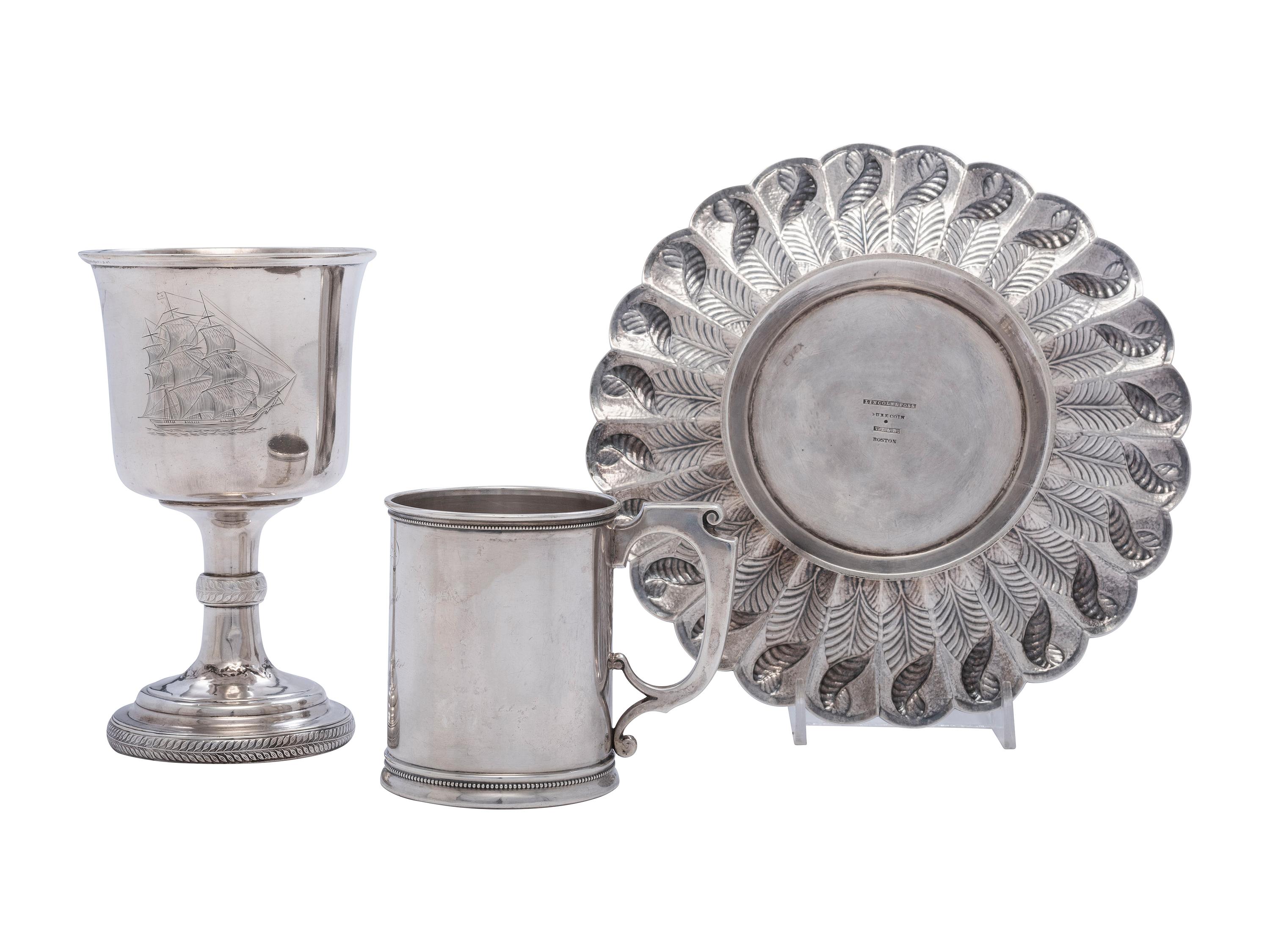 Three American Coin Silver Wares Including Two Military Presentation Cups