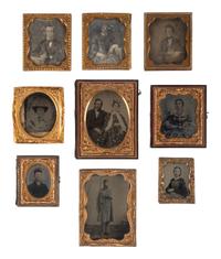 [CIVIL WAR - EARLY PHOTOGRAPHY]. 9 cased images highlighted by 2 portraits of Civil War soldiers.