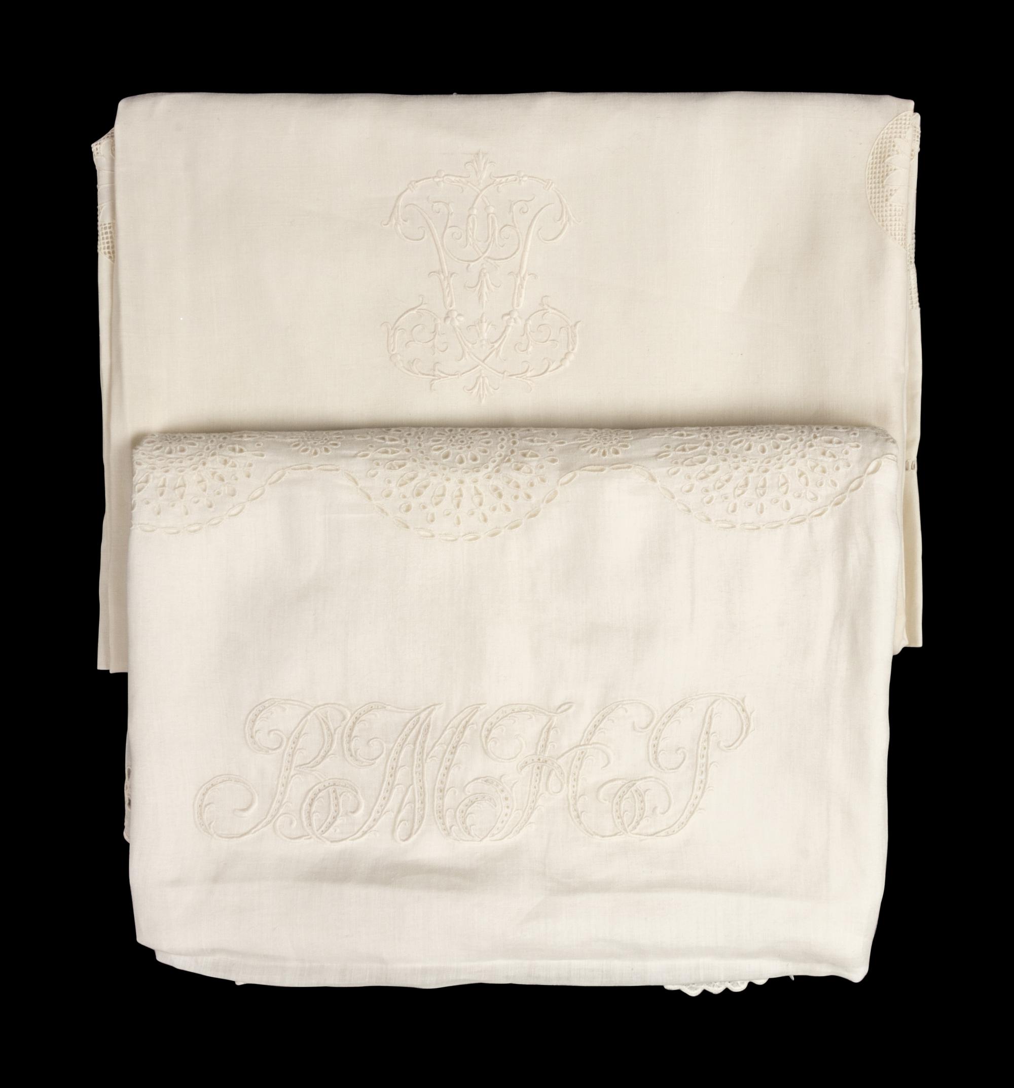 Two Sets of Palmer Family Sheets Embroidered with "BMHP" & "PP", 19th Century