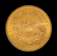 A United States 1857-S Liberty Head $20 Gold Coin