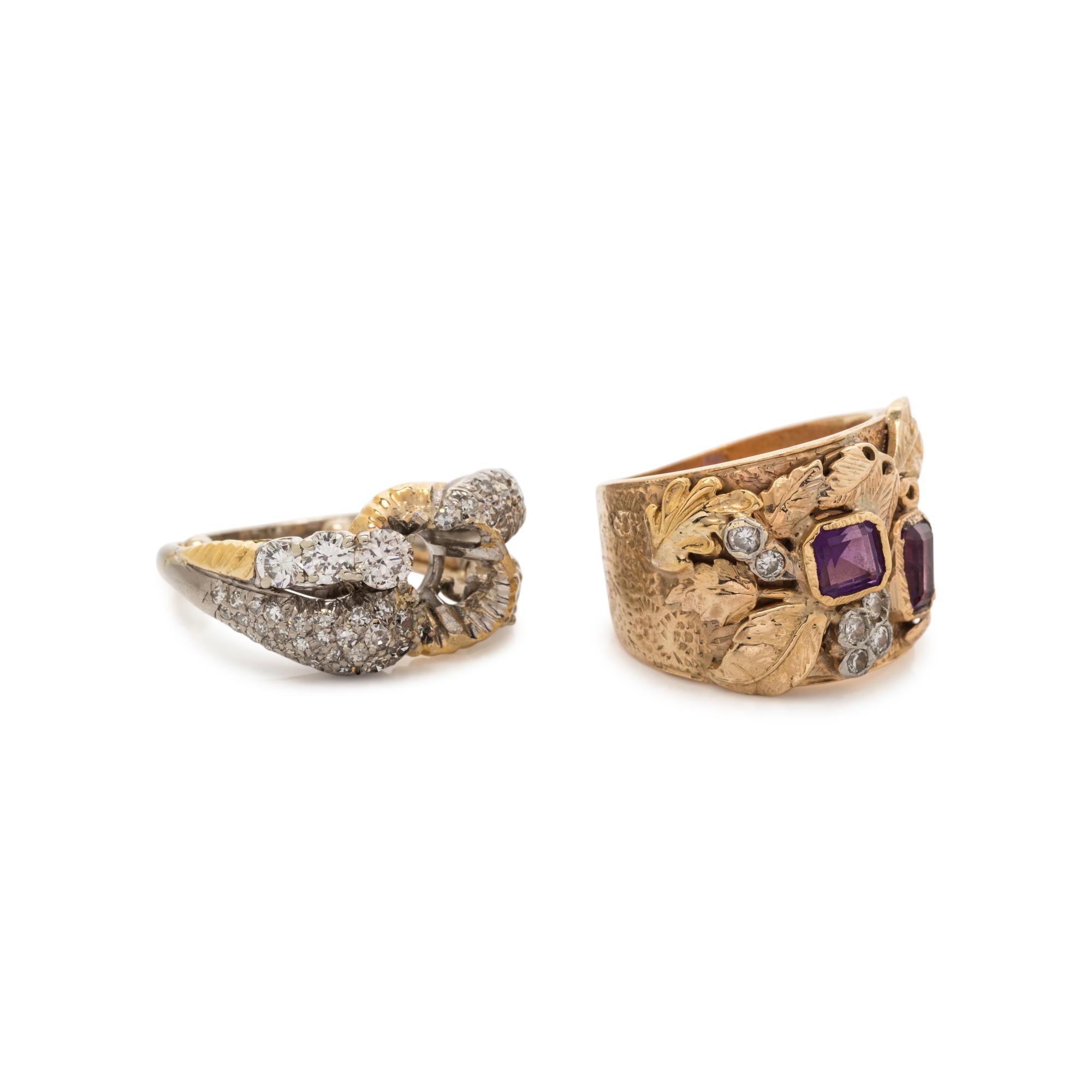 COLLECTION OF GOLD AND DIAMOND RINGS