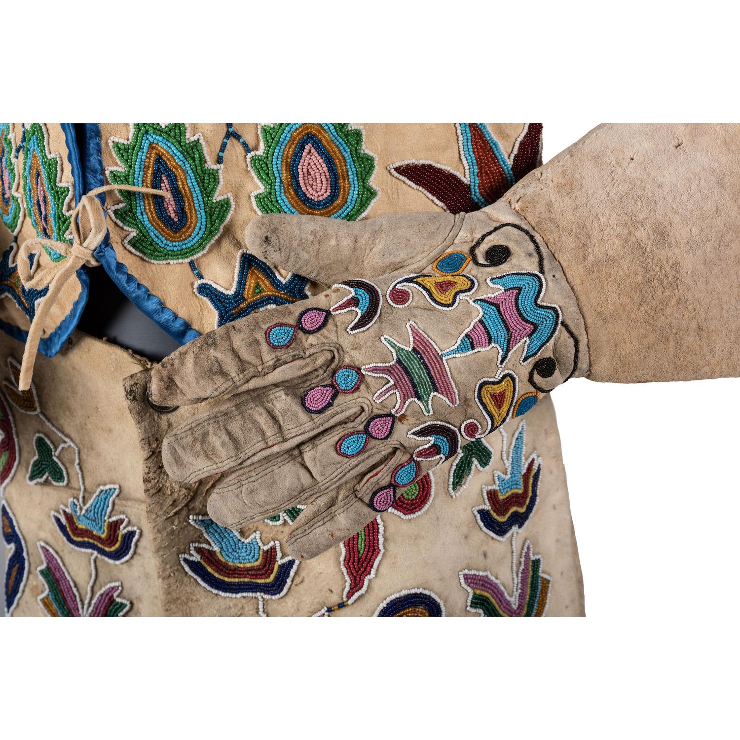Apsáalooke (Crow) Beaded Hide Vest, Gauntlets, Pants, and Moccasins