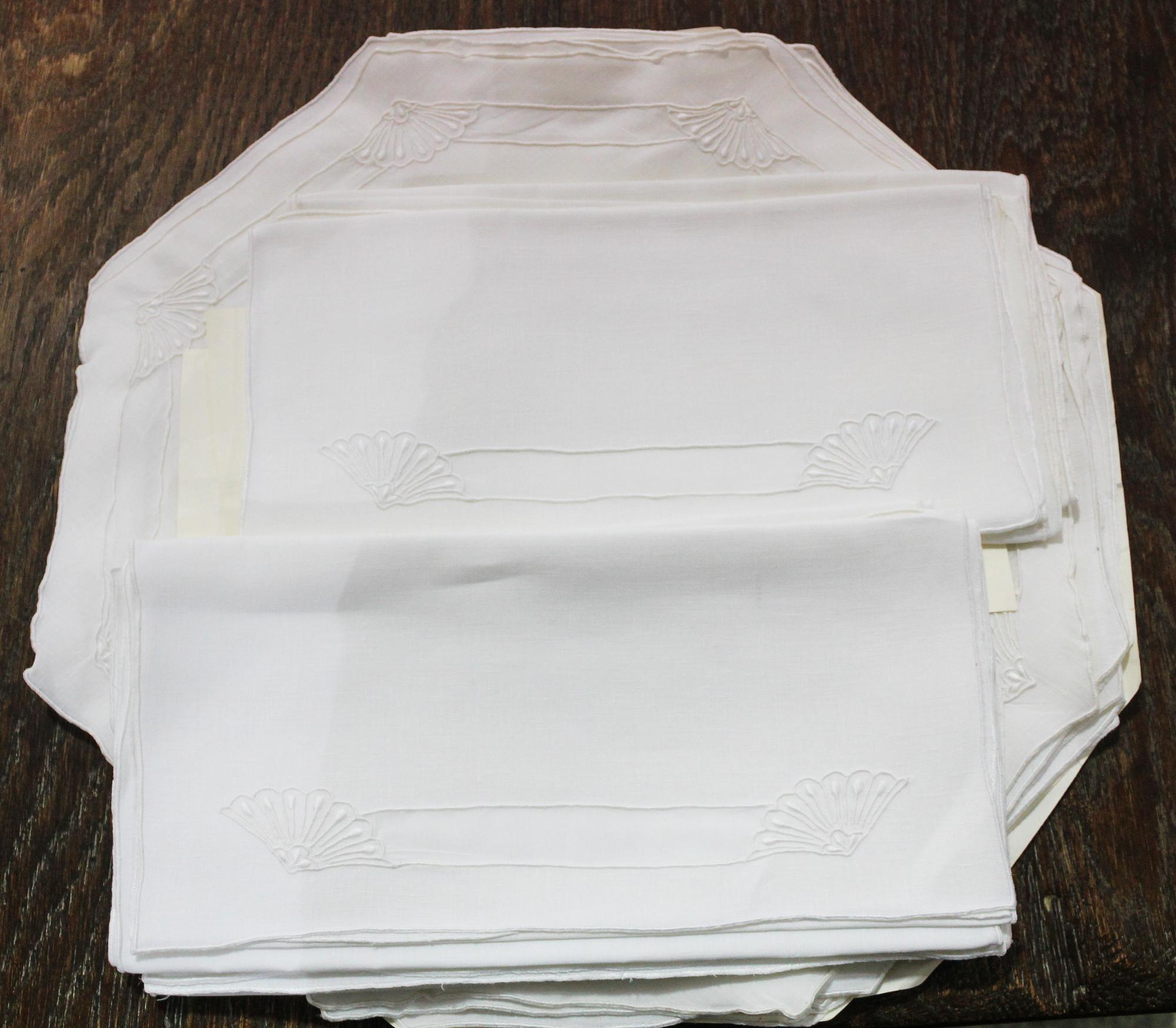 Three Sets of Constance Leiter Hand Embroidered Table Linens Height 68 x width 108 inches.