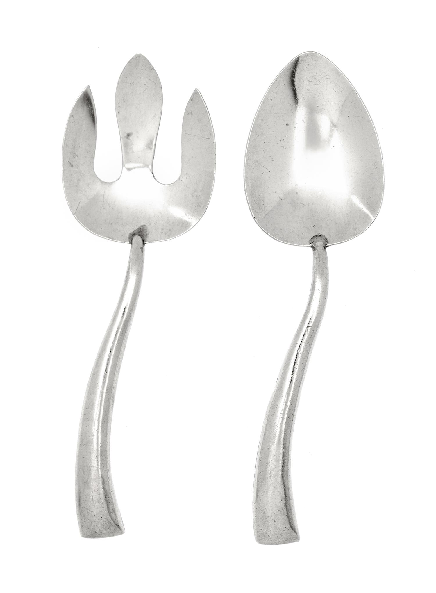 A Mexican Silver Salad Set, Sanborns, 20th Century, comprising a fork and a spoon.