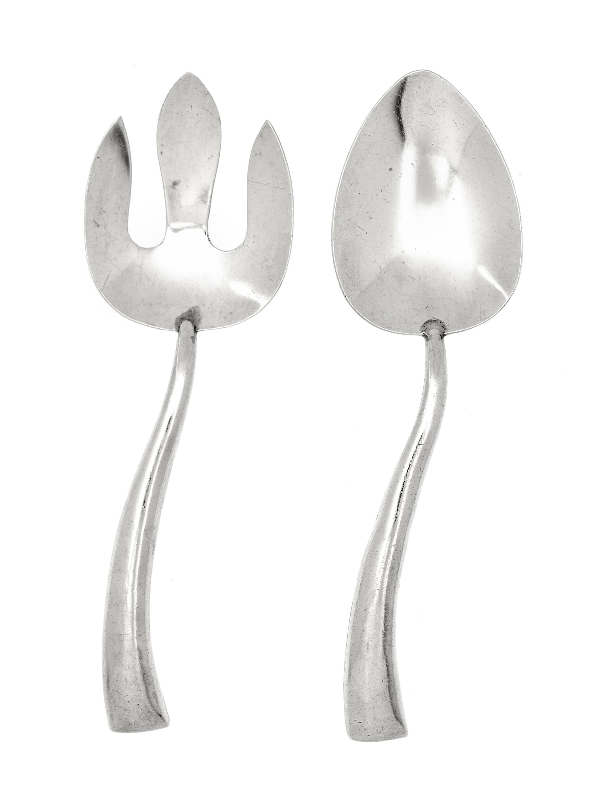 A Mexican Silver Salad Set, Sanborns, 20th Century, comprising a fork and a spoon.