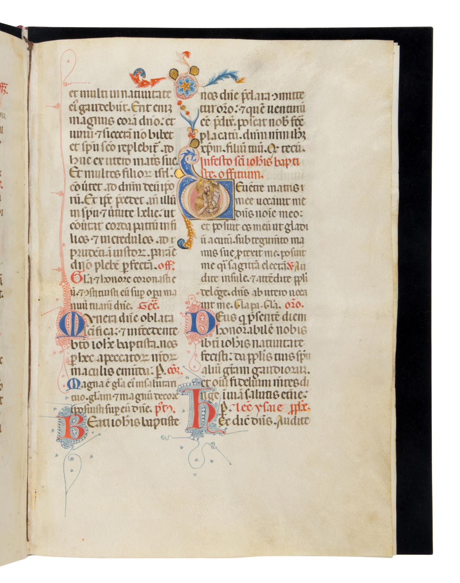 “Perugian Missal” (fragment) in Latin, illuminated manuscript with two historiated initials, on parchment [Italy, Perugia, c. 1315–1320