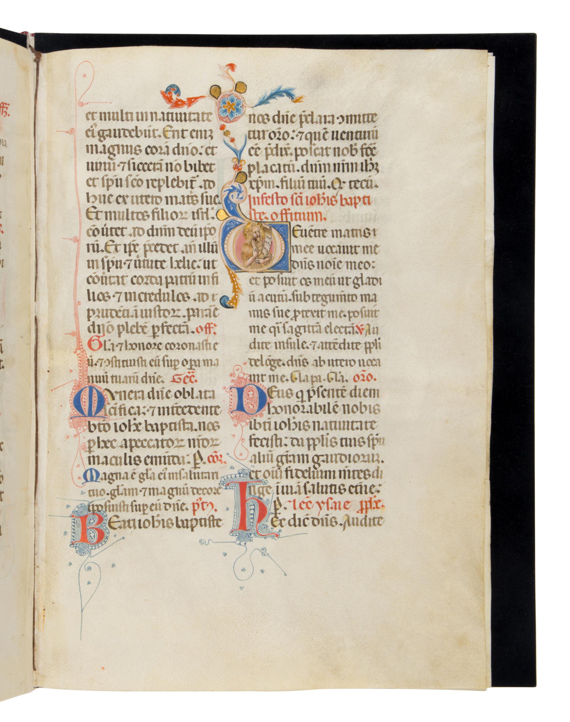 “Perugian Missal” (fragment) in Latin, illuminated manuscript with two historiated initials, on parchment [Italy, Perugia, c. 1315–1320