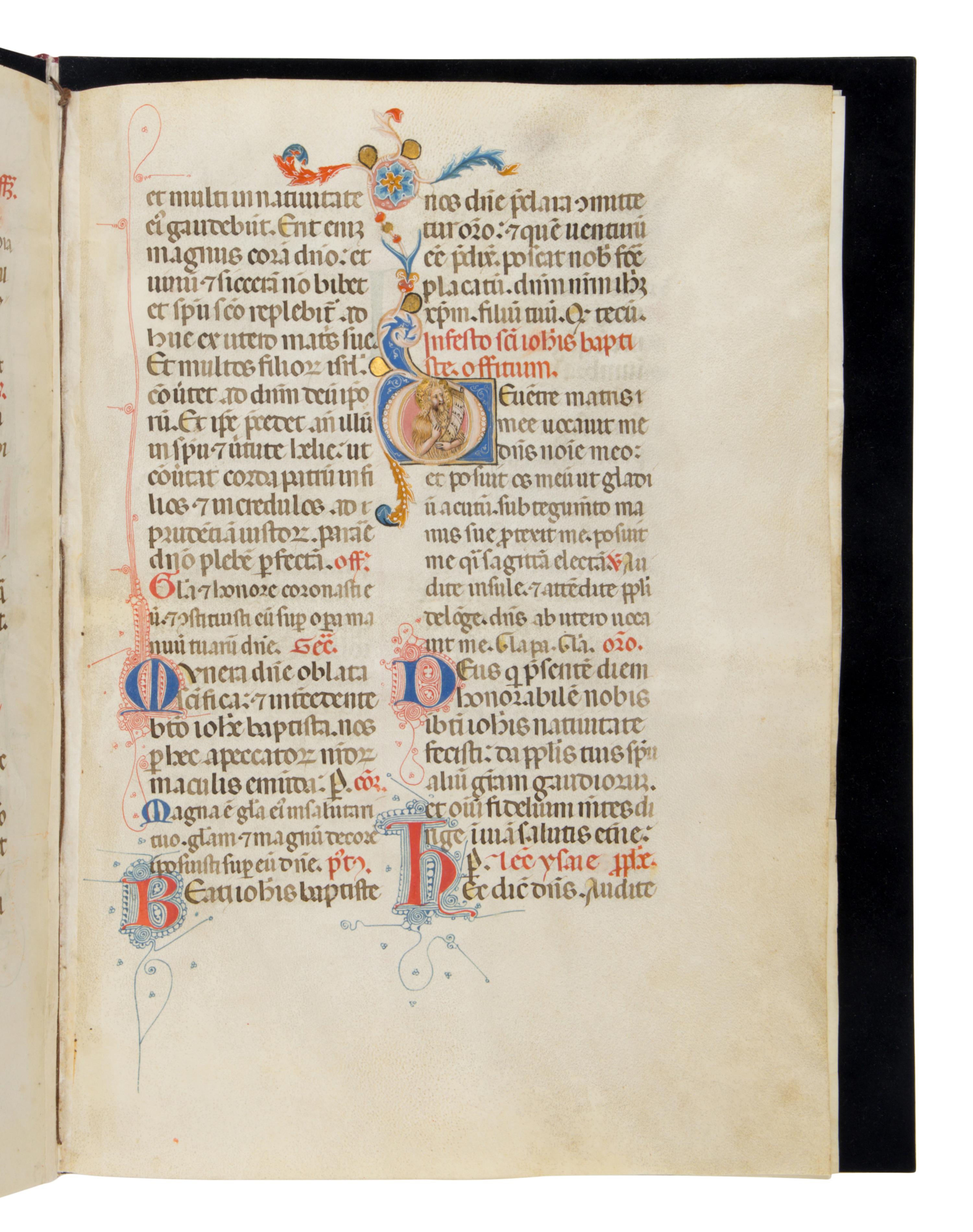 “Perugian Missal” (fragment) in Latin, illuminated manuscript with two historiated initials, on parchment [Italy, Perugia, c. 1315–1320