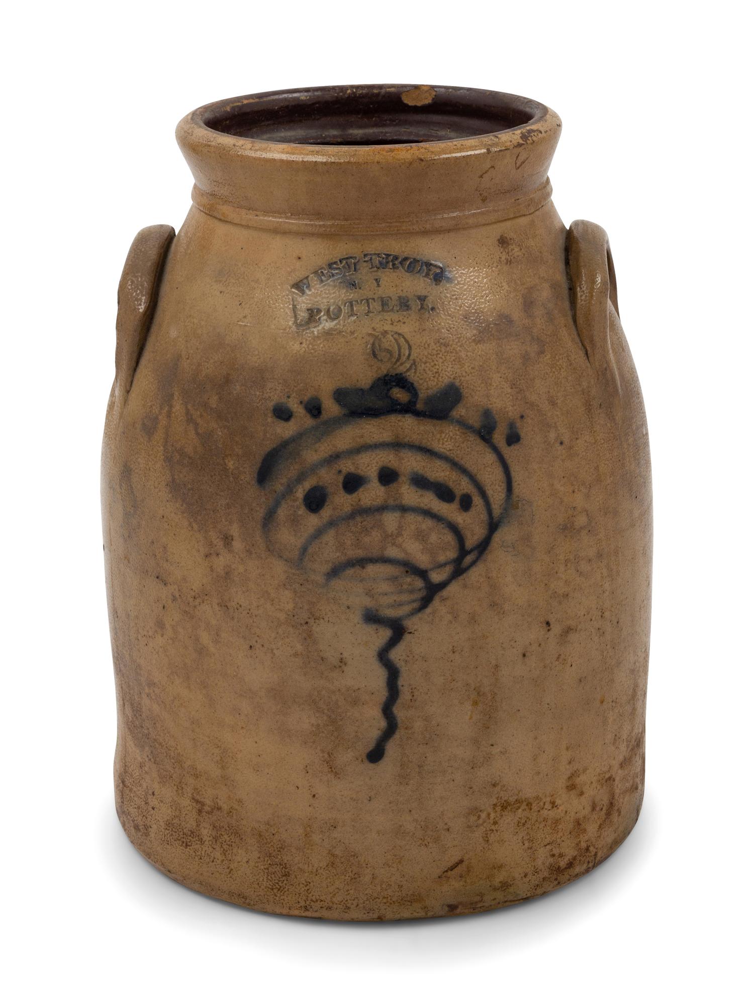 A Cobalt Decorated Stoneware 2-Gallon Crock