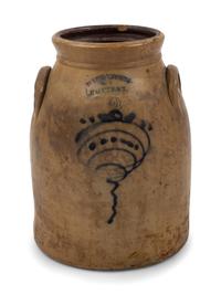 A Cobalt Decorated Stoneware 2-Gallon Crock