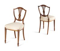 A Pair of Edwardian Satinwood and Marquetry Side Chairs