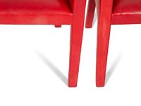 A Set of Four Contemporary Red Leatherette Upholstered Arm Chairs