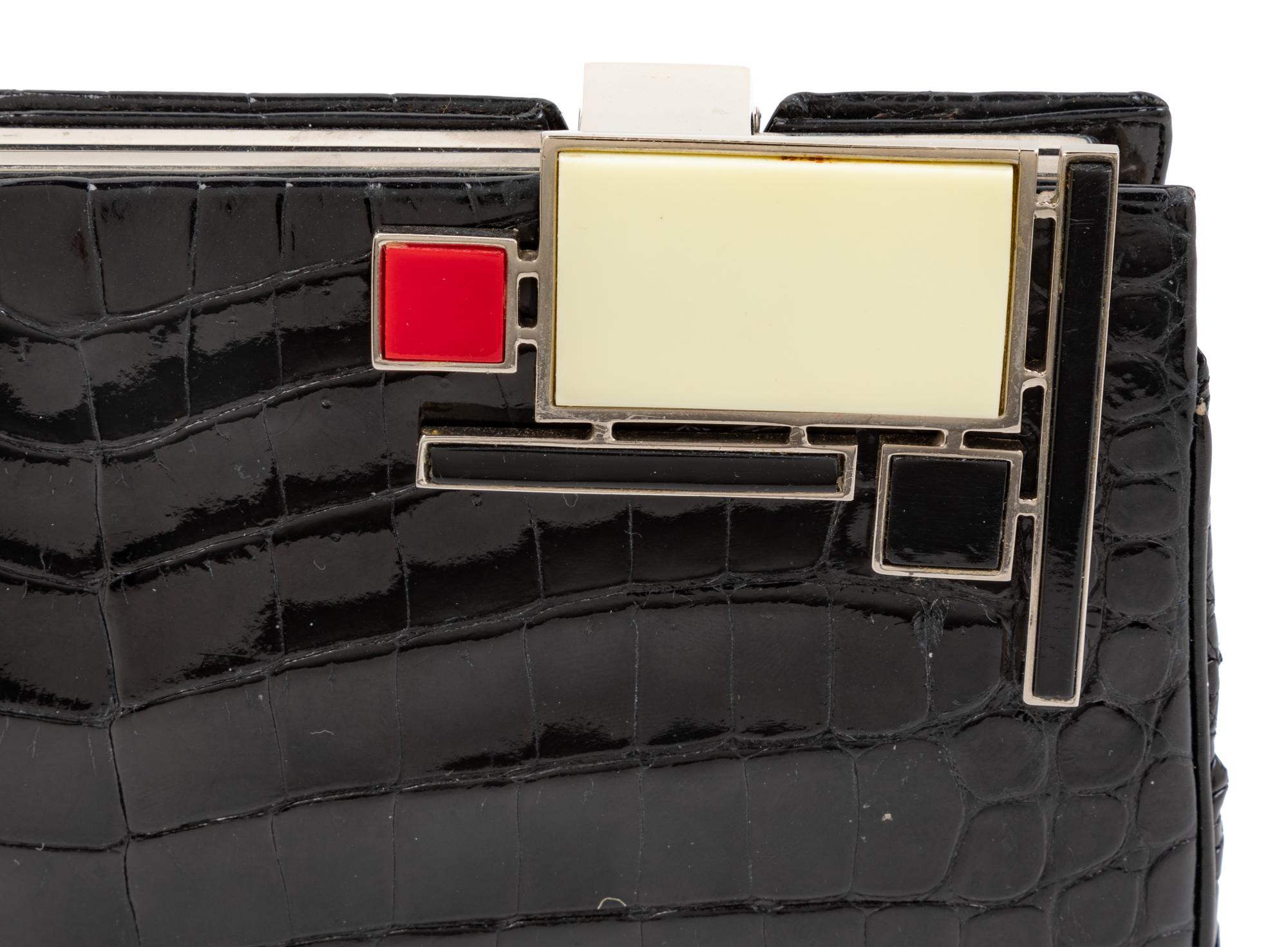 Judith Leiber Black Crocodile Bag,