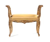 A Louis XV Style Giltwood Window Bench, Width 35 1/2 inches.