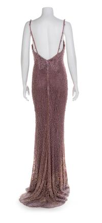 Purple Pink Beaded Dress with Flared Hem, 2000s