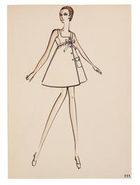 Four Issey Miyake for Geoffrey Beene Fashion Illustrations, Late 1960s