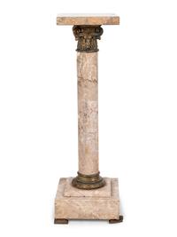 A Continental Gilt Bronze Mounted Marble Pedestal