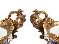 A Pair of Gilt Bronze Mounted Sèvres Style Porcelain Cache Pots