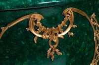 A Pair of Louis XV Style Gilt Bronze Mounted Malachite Cabinets