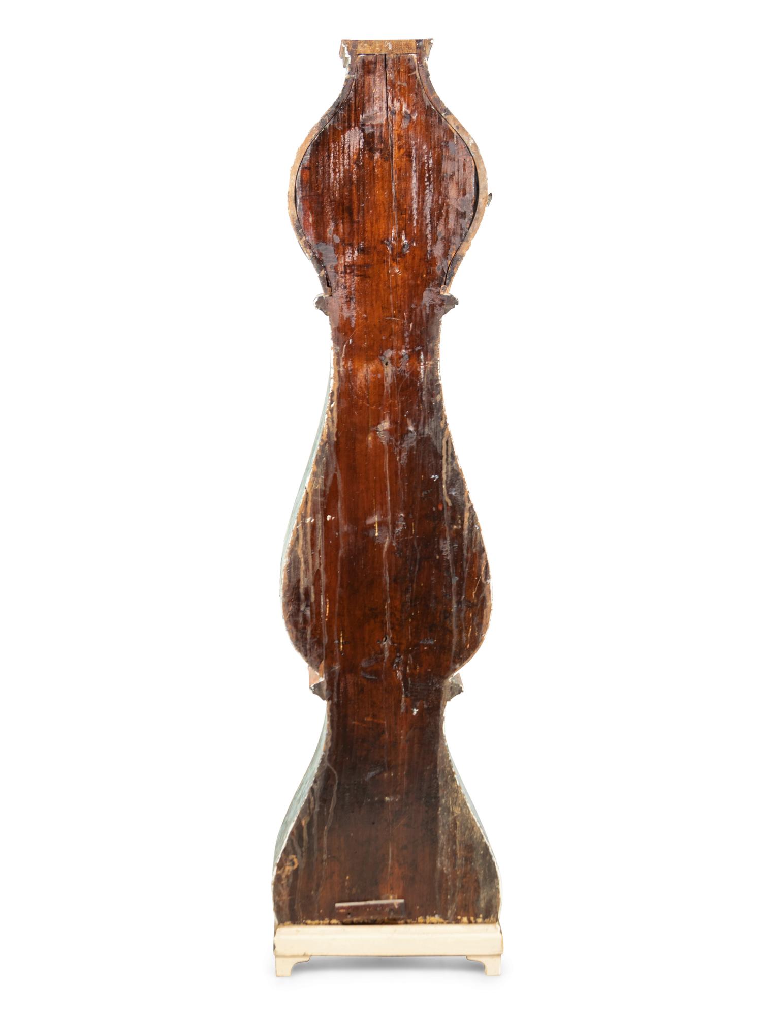 A Gustavian Blue-Painted Morbier-Form Clock