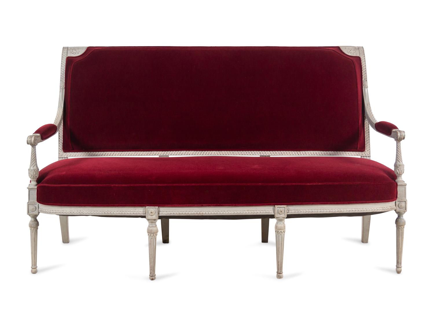 A Louis XVI White-Painted Beechwood Settee
