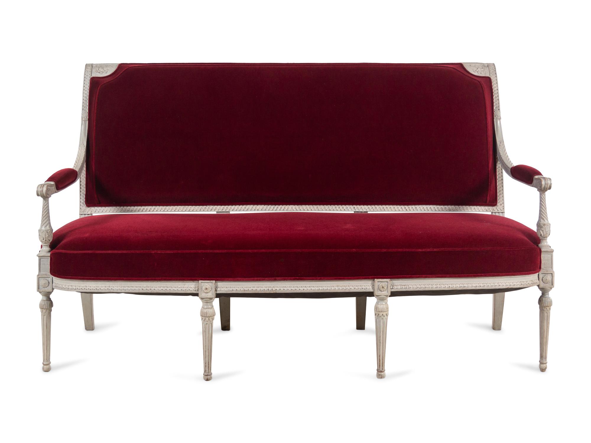 A Louis XVI White-Painted Beechwood Settee