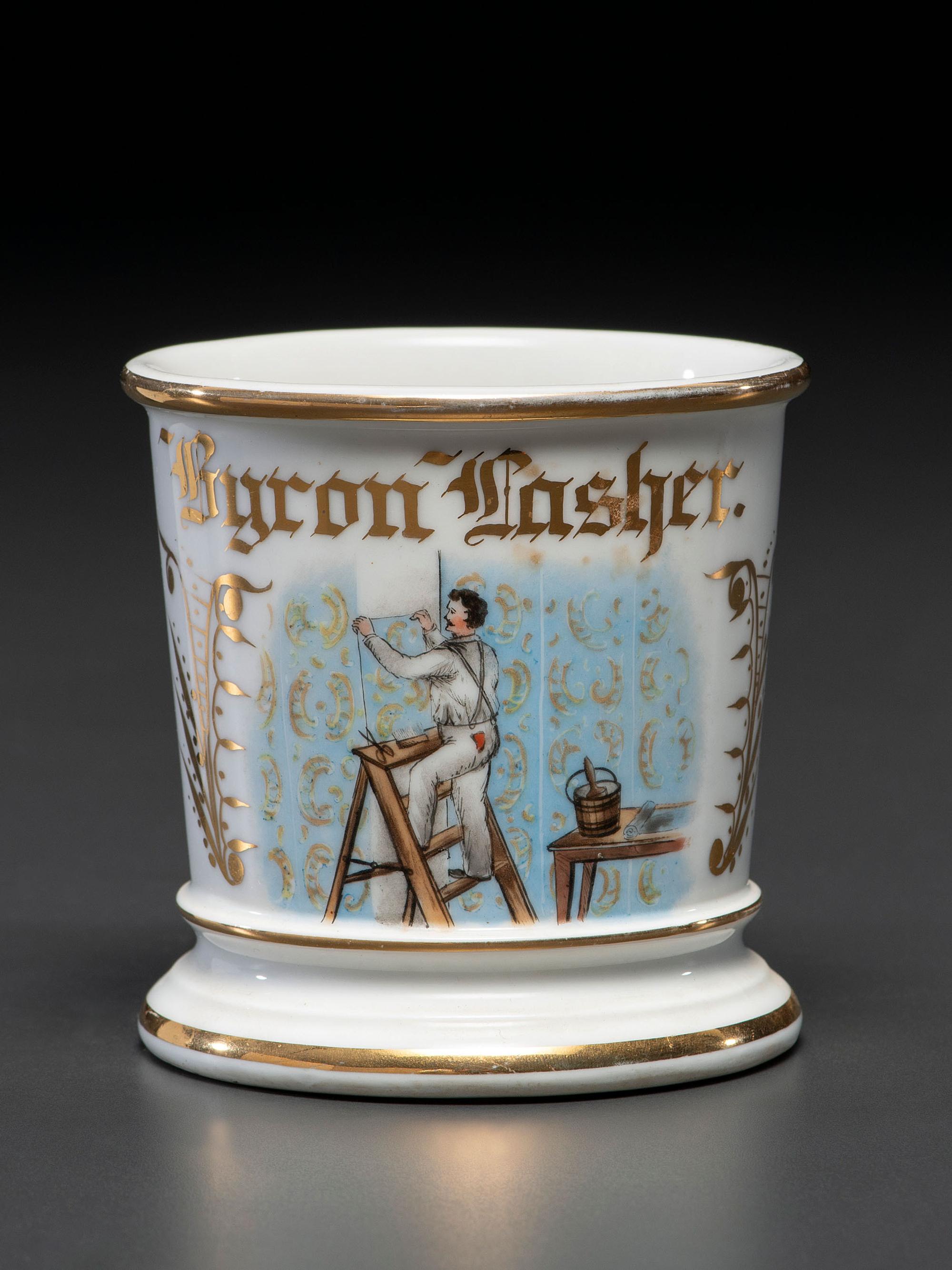 A Wallpaper Hanger's Porcelain Occupational Shaving Mug