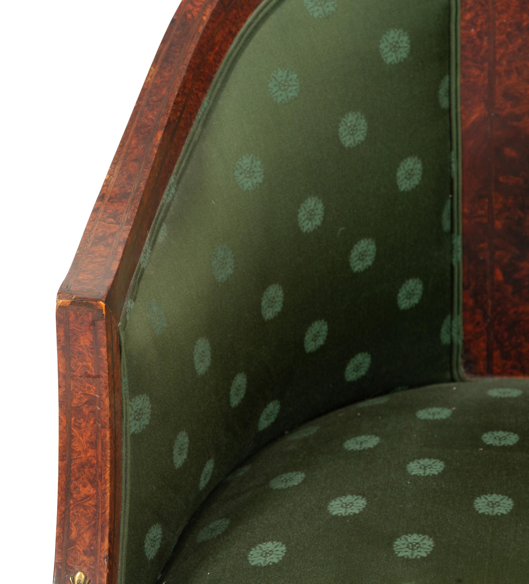 An Empire Style Burlwood Barrel-Back Armchair
