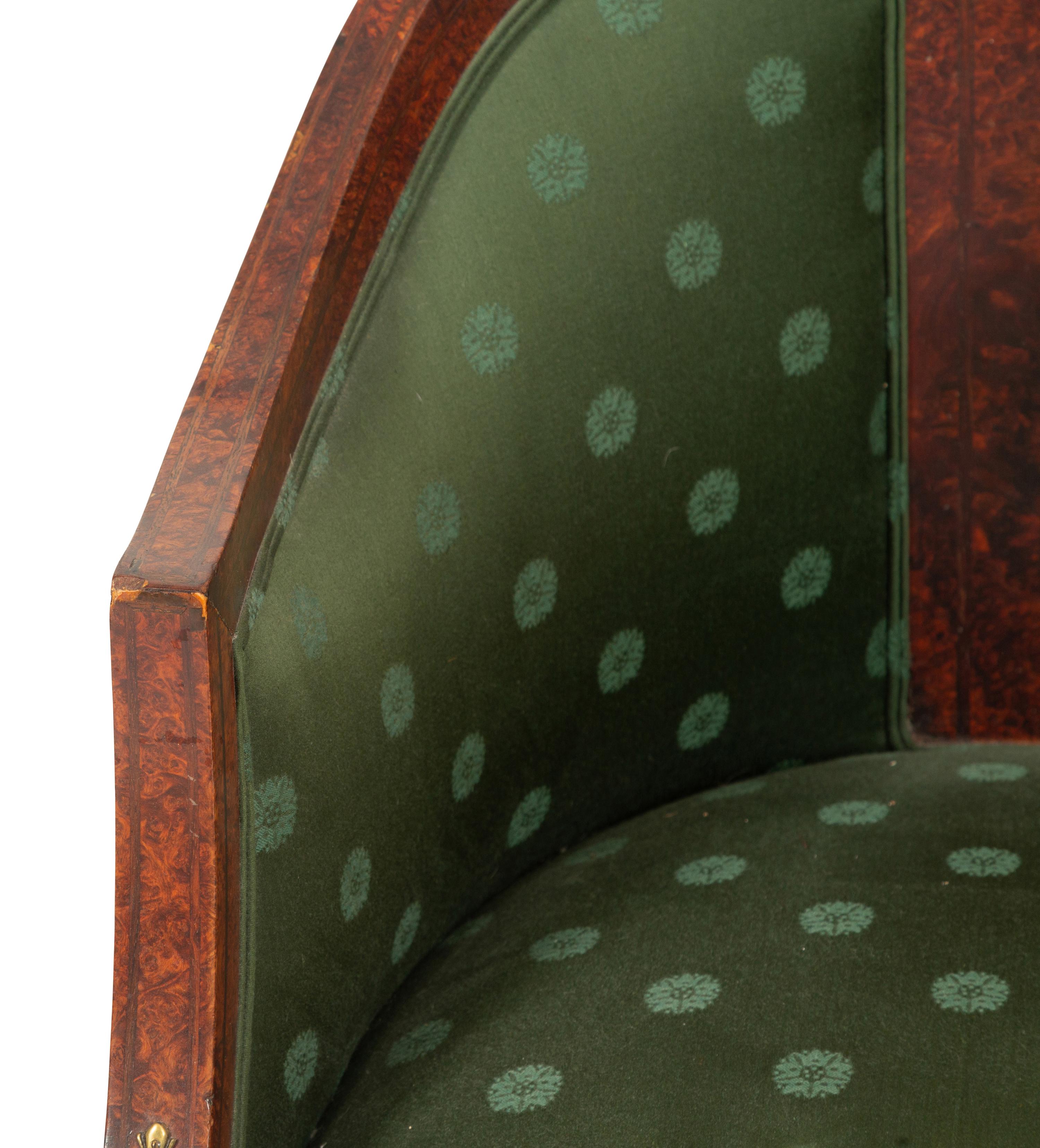 An Empire Style Burlwood Barrel-Back Armchair