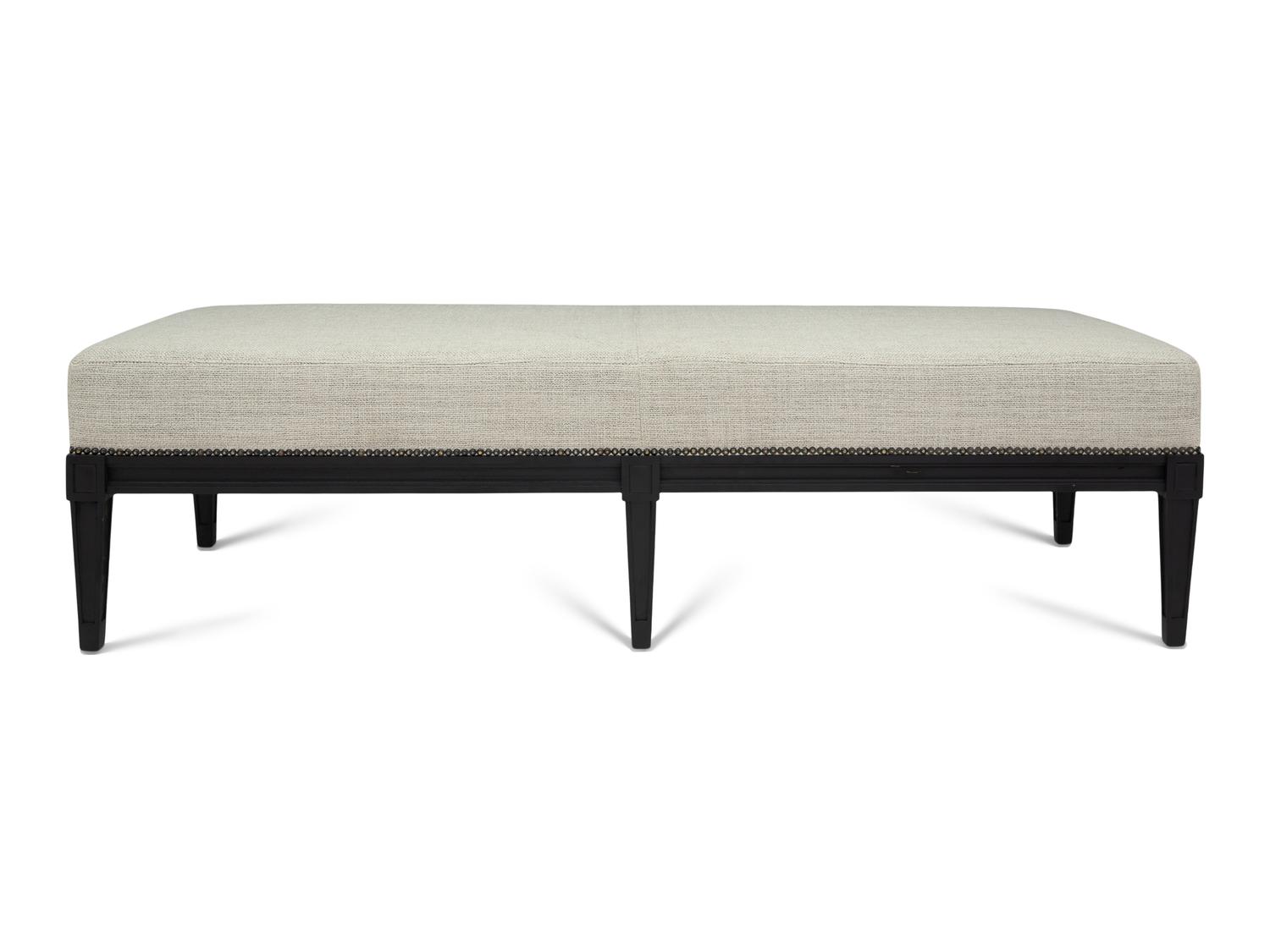 An Ebonized Upholstered Bench with Nailhead Trim
