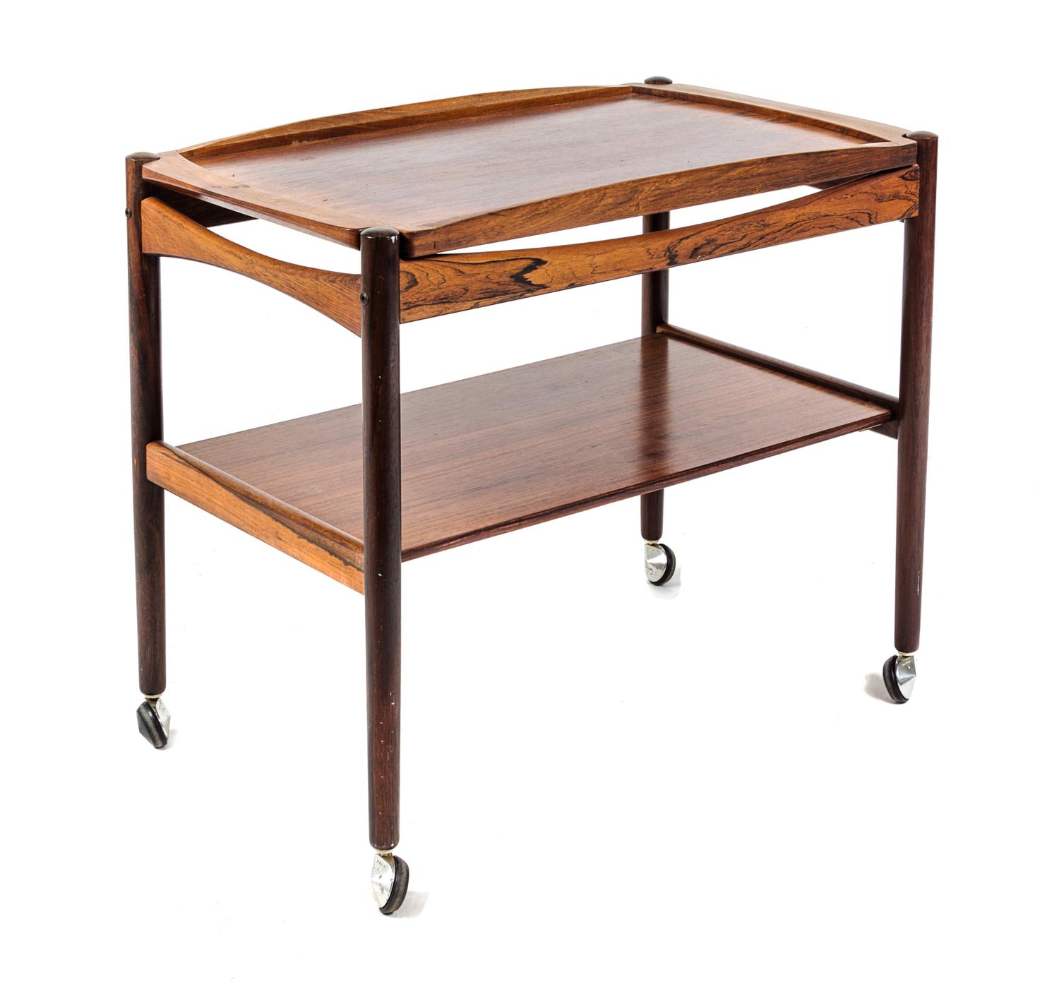 A Danish Rosewood Bar Cart Height 23 1/2 inches.