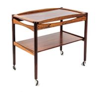 A Danish Rosewood Bar Cart Height 23 1/2 inches.