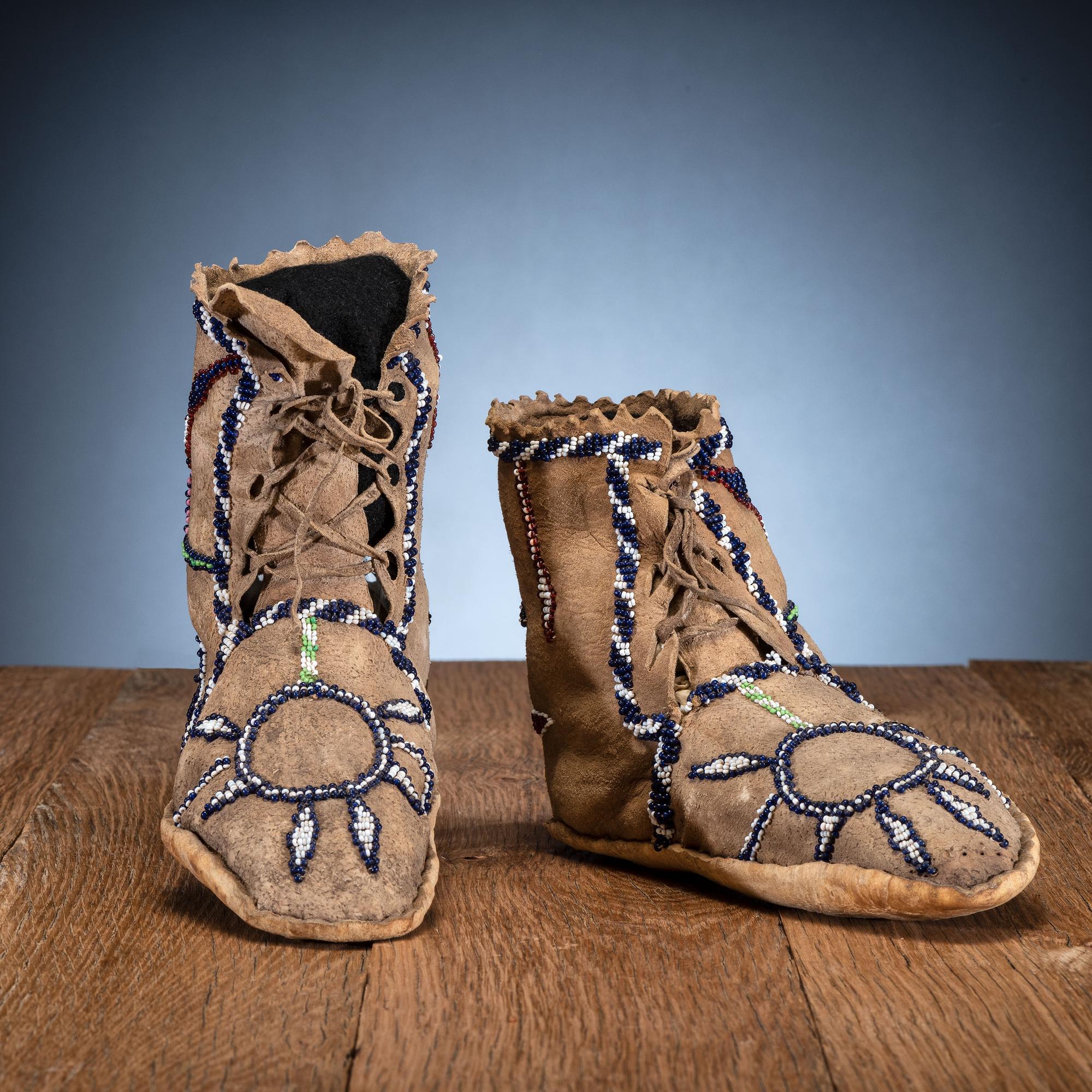 Apache Beaded Hide Moccasins
