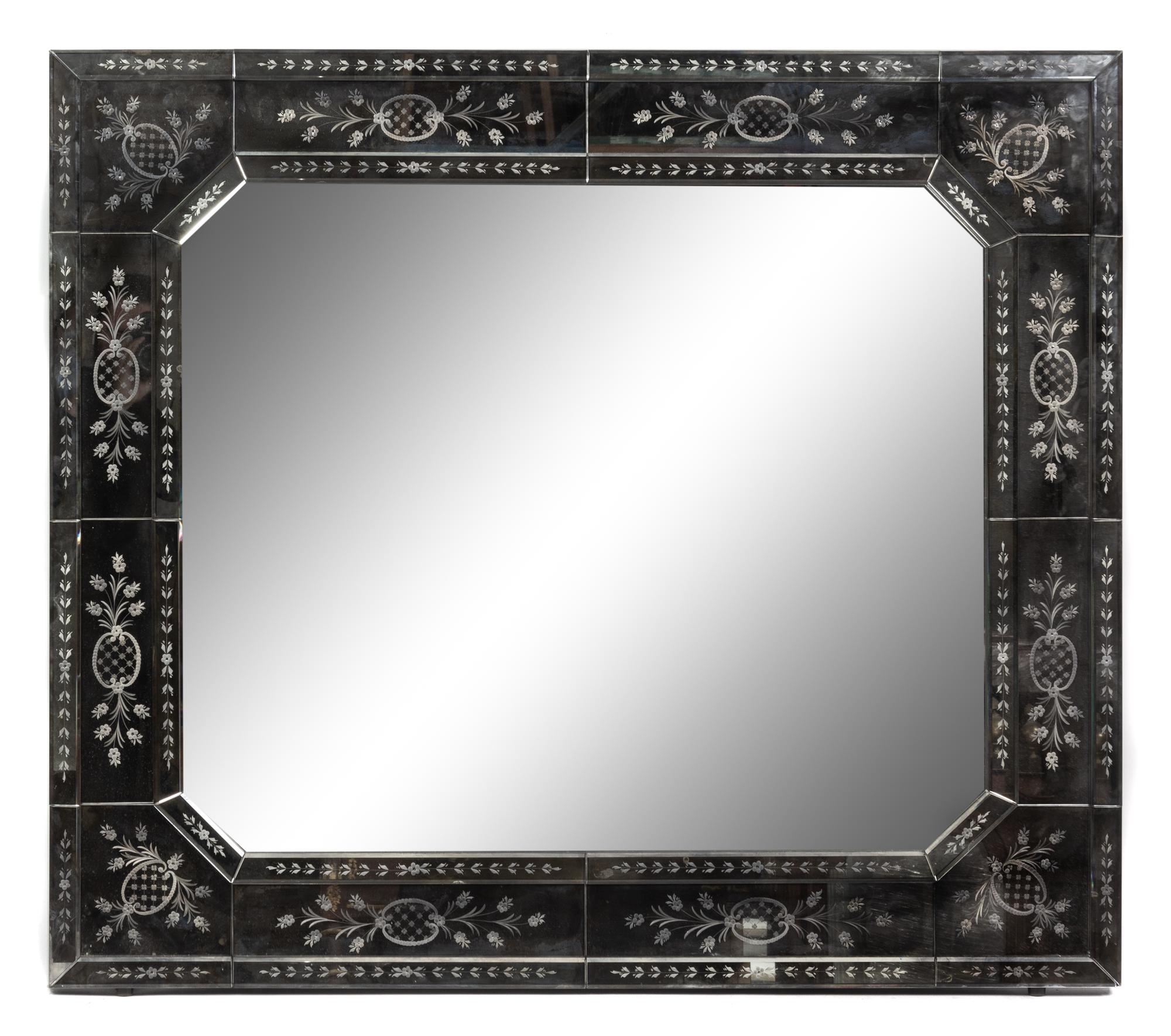 A Venetian Etched Glass Mirror