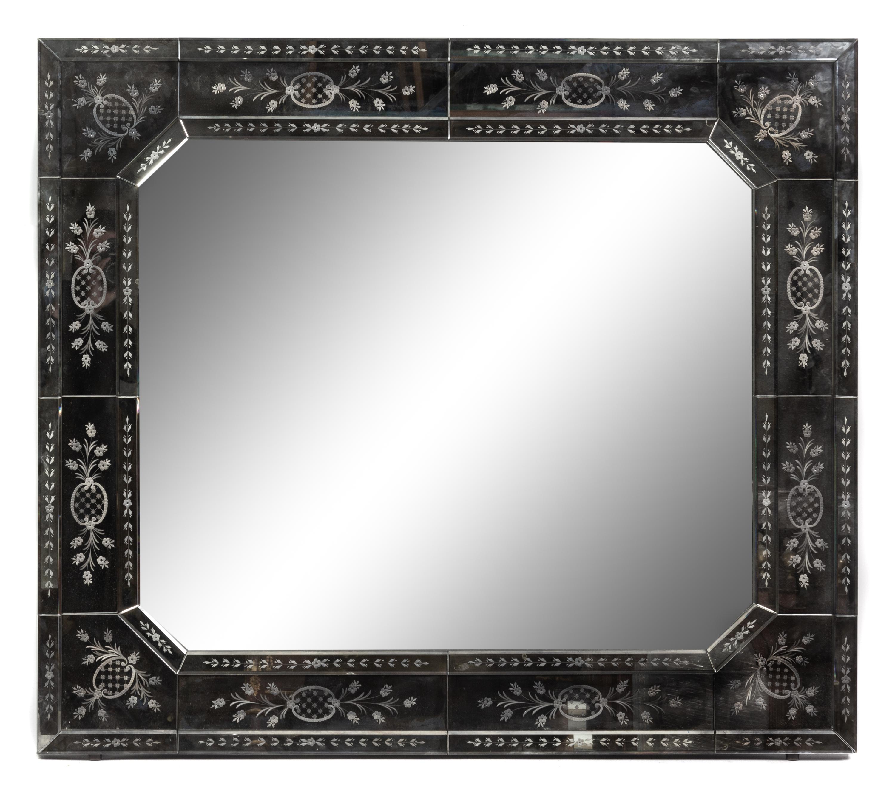 A Venetian Etched Glass Mirror