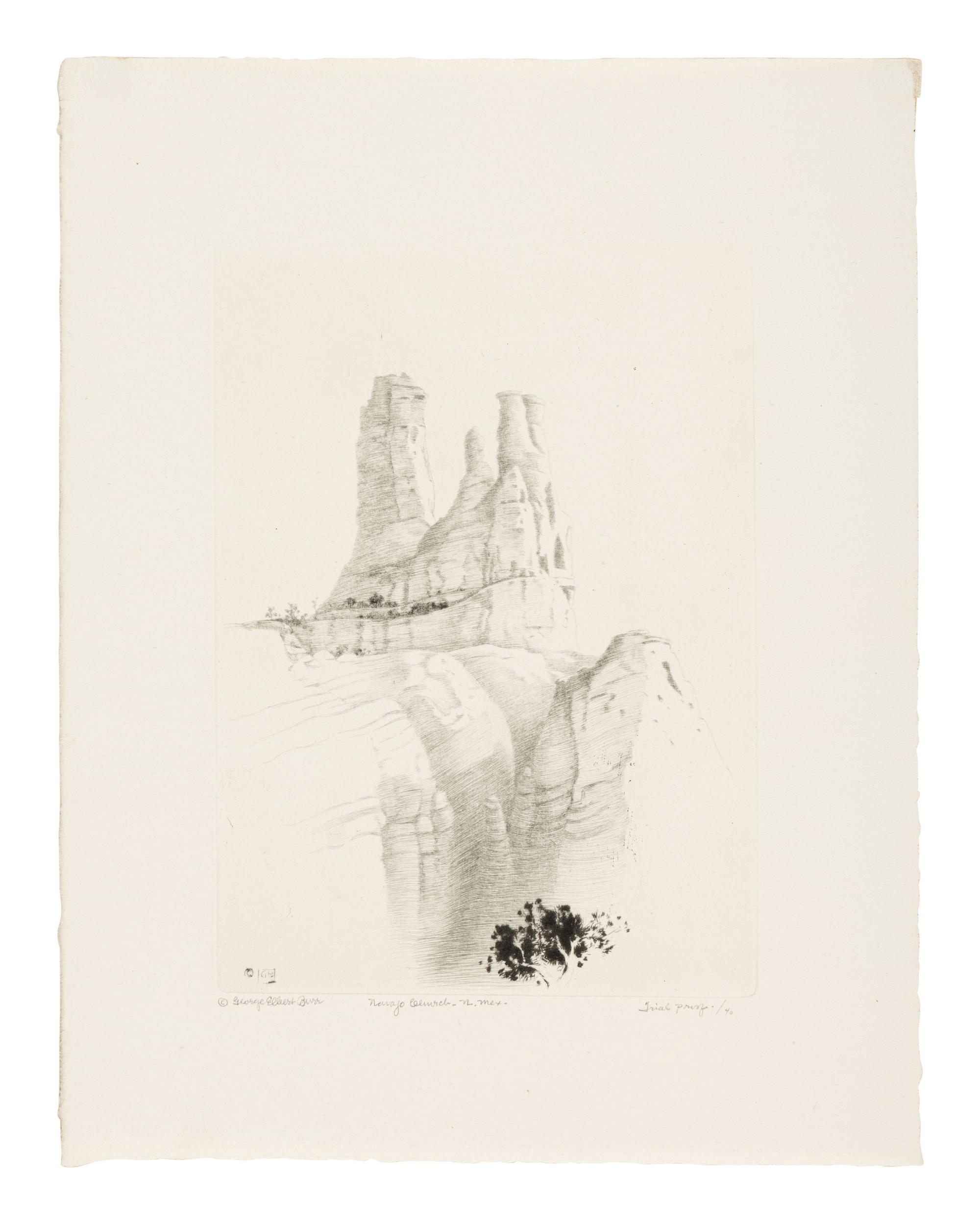 Three Works: Mesa Encantada, N. Mex, Pinon Trees - New Mexico, and Navajo Church