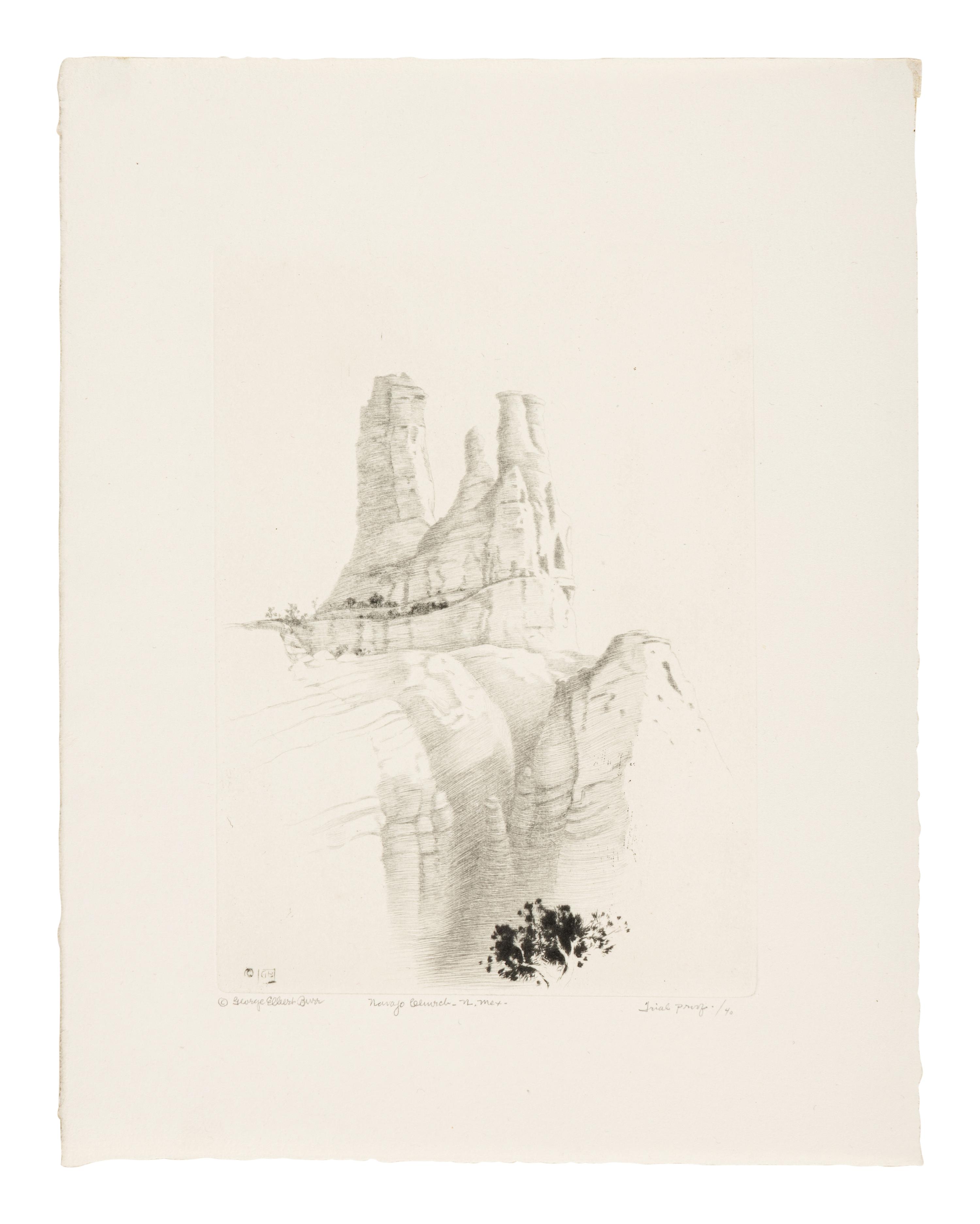 Three Works: Mesa Encantada, N. Mex, Pinon Trees - New Mexico, and Navajo Church