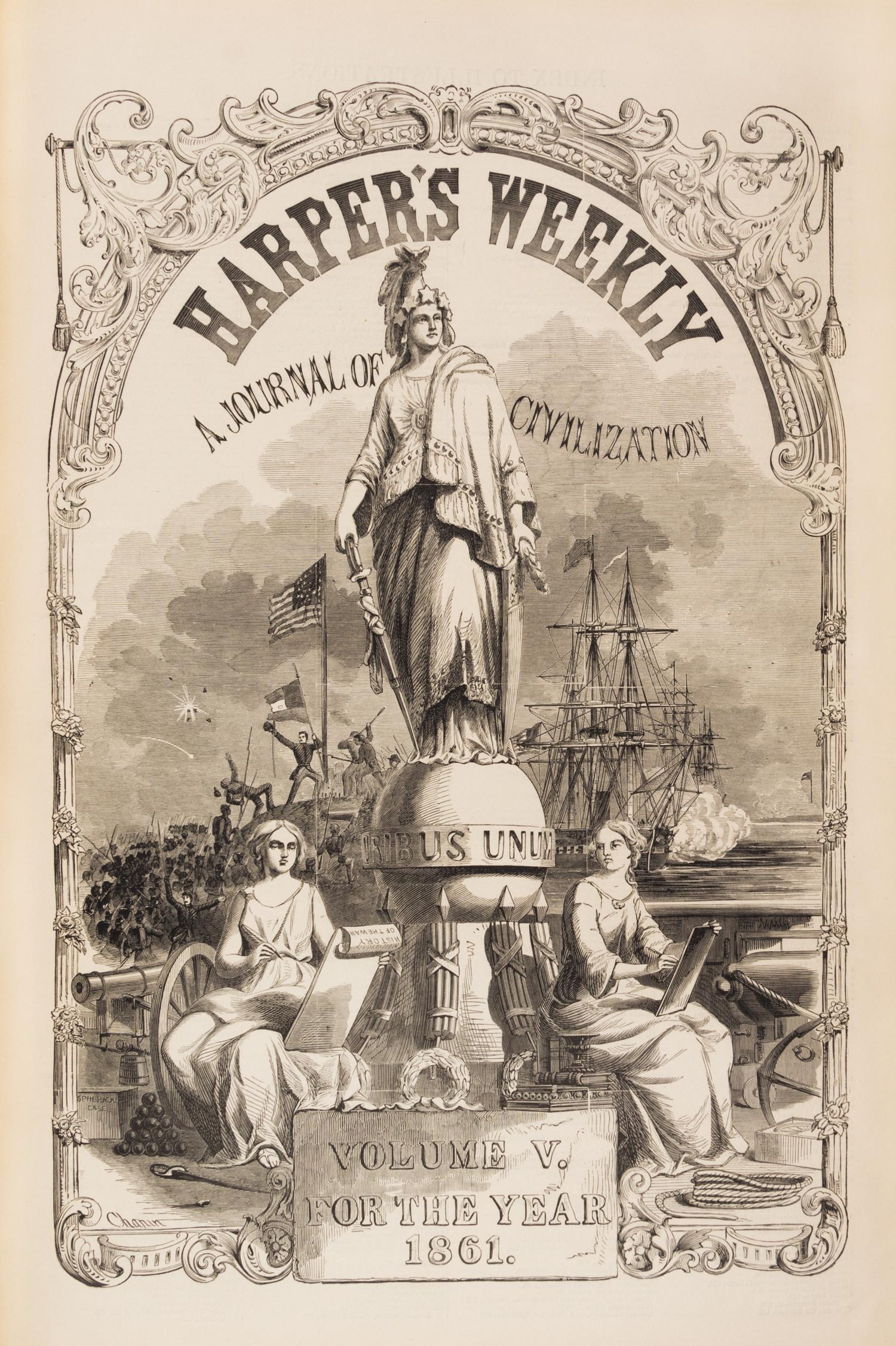 (CIVIL WAR, HARPER'S WEEKLY) NY, 1861-1865. Vols. V-IX. Full Civil War content. Profusely illustrated.