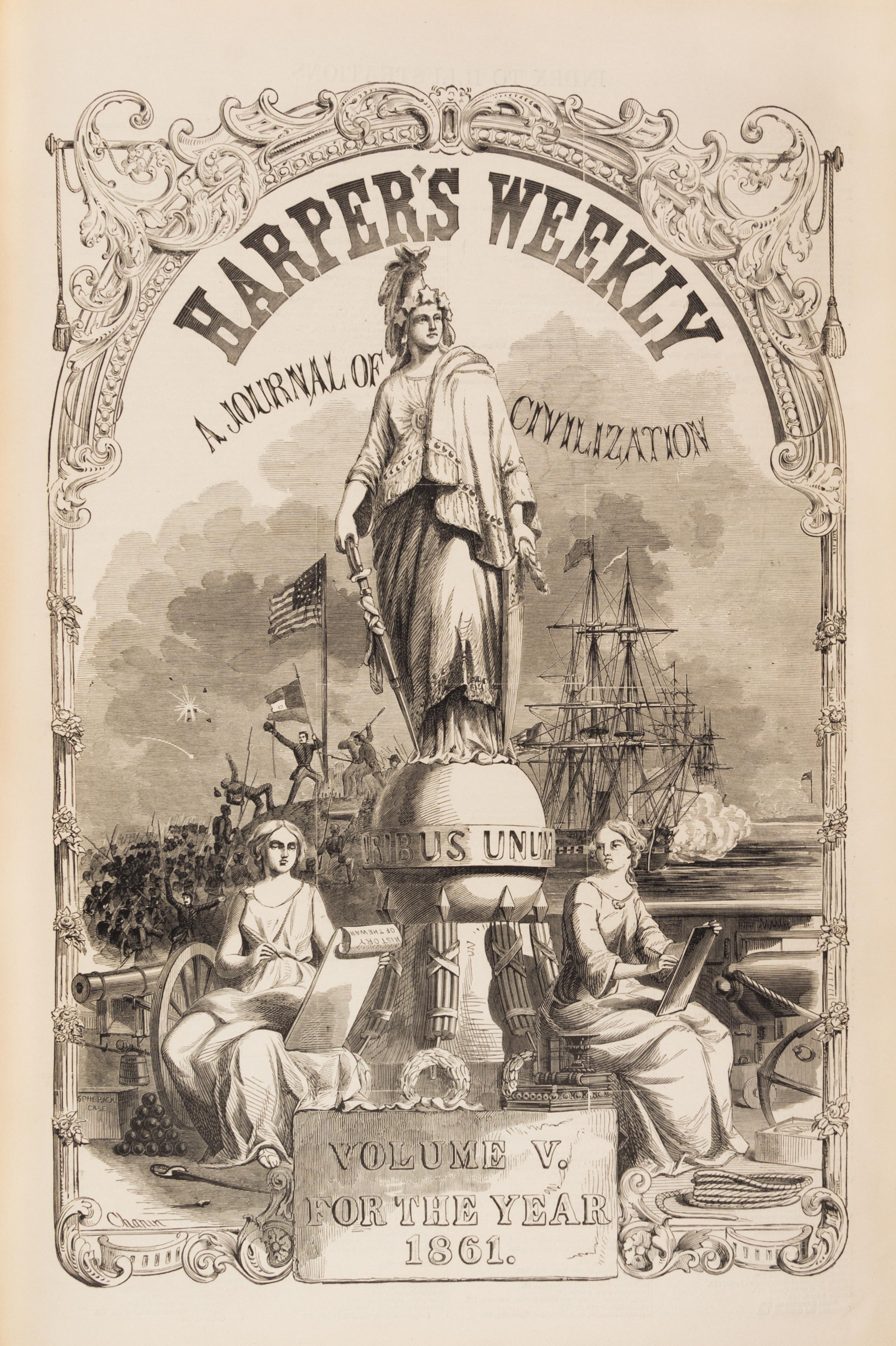 (CIVIL WAR, HARPER'S WEEKLY) NY, 1861-1865. Vols. V-IX. Full Civil War content. Profusely illustrated.