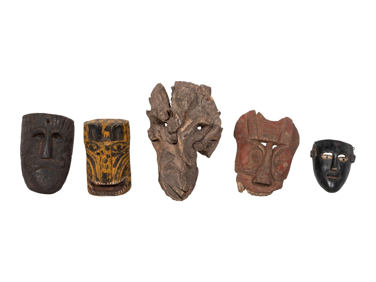 Four Mexican Copper Festival Masks