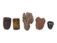 Four Mexican Copper Festival Masks