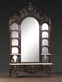 A Renaissance Revival Marble Mounted Carved and Laminated Rosewood Etagere