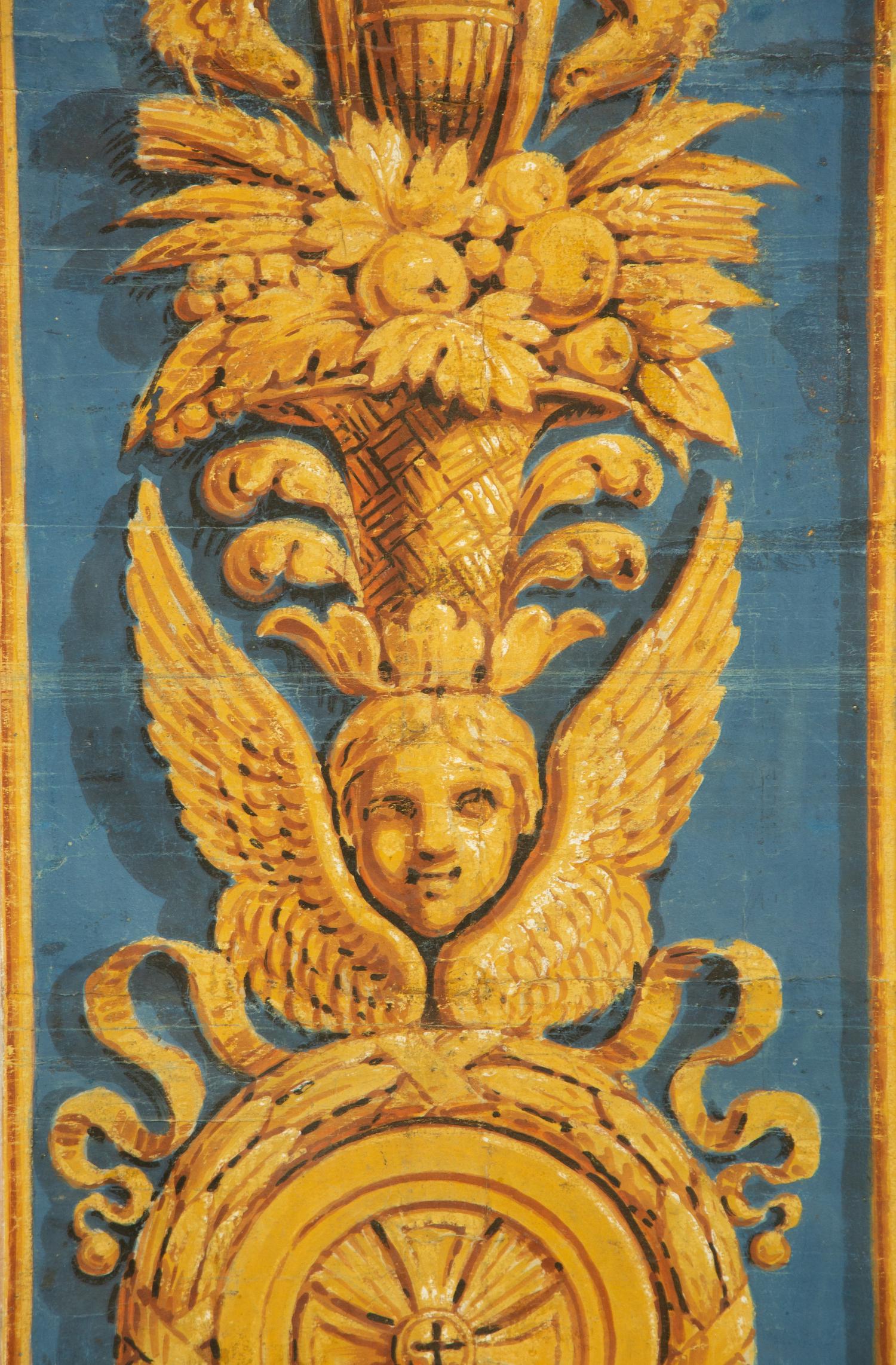 A Continental Painted Canvas Panel with Neoclassical Design