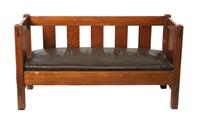 A Gustav Stickley Oak Hall Settle Height 30 x width 56 x depth 21 3/4 inches — CIRCA 1912-1916